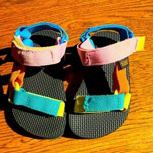 Teva baby toddler Colorful Sandals with Pink, Blue, and Yellow Straps